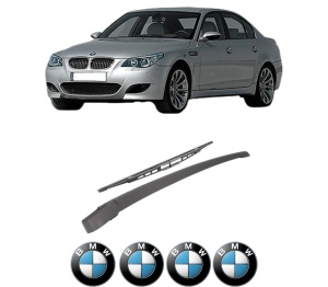 Set brat stergator spate cu lamela pentru BMW Seria 5 (E60) din 2002-2010, pentru spate, din cauciuc siliconat rezistent, 4 stickere auto BMW Seria v2555