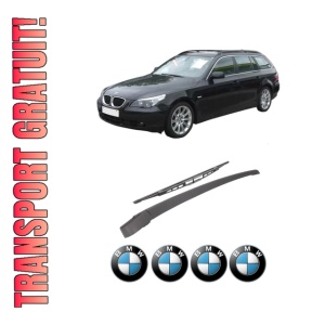 Set brat stergator spate cu lamela pentru BMW Seria 5 Touring (E61) din 2004-2010, pentru spate, din cauciuc siliconat rezistent, 4 stickere auto BMW Seria