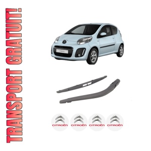 Set brat stergator spate cu lamela pentru CITROEN C1 (PM_, PN_) din 2005-2014, pentru spate, din cauciuc siliconat rezistent, 4 stickere auto CITROEN