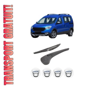 Set brat stergator spate cu lamela pentru DACIA DOKKER MPV (KE_) din 2012-2021, pentru spate, din cauciuc siliconat rezistent, 4 stickere auto DACIA