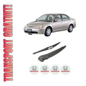 Set brat stergator spate cu lamela pentru HONDA CIVIC VII Saloon (ES, ET) din 2000-2005, pentru spate, din cauciuc siliconat rezistent, 4 stickere auto HONDA