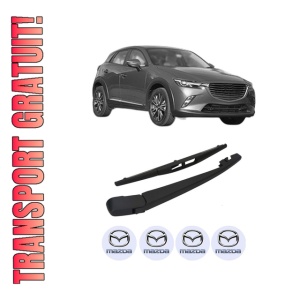Set brat stergator spate cu lamela pentru MAZDA CX-3 (DK) din 2015-2018, pentru spate, din cauciuc siliconat rezistent, 4 stickere auto MAZDA