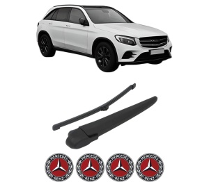 Set brat stergator spate cu lamela pentru MERCEDES-BENZ GLC (X253) din 2019-2022, pentru spate, din cauciuc siliconat rezistent, 4 stickere auto MERCEDES-BENZ v1390