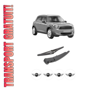 Set brat stergator spate cu lamela pentru MINI MINI COUNTRYMAN (R60) din 2010-2016, pentru spate, din cauciuc siliconat rezistent, 4 stickere auto MINI