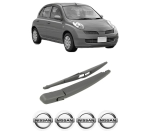 Set brat stergator spate cu lamela pentru NISSAN MICRA III (K12) din 2002-2010, pentru spate, din cauciuc siliconat rezistent, 4 stickere auto NISSAN v1210