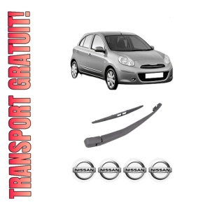Set brat stergator spate cu lamela pentru NISSAN MICRA IV (K13K, K13KK) din 2010-2015, pentru spate, din cauciuc siliconat rezistent, 4 stickere auto NISSAN