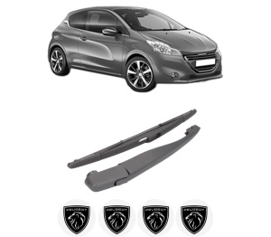 Set brat stergator spate cu lamela pentru PEUGEOT 208 I (CA_, CC_) din 2012-2019, pentru spate, din cauciuc siliconat rezistent, 4 stickere auto PEUGEOT v790