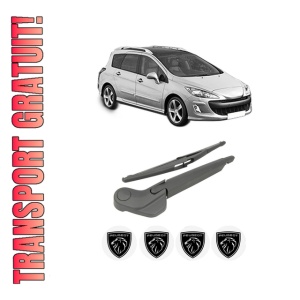 Set brat stergator spate cu lamela pentru PEUGEOT 308 SW I (4E_, 4H_) din 2007-2014, pentru spate, din cauciuc siliconat rezistent, 4 stickere auto PEUGEOT