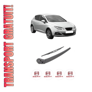 Set brat stergator spate cu lamela pentru SEAT IBIZA IV (6J5, 6P1) din 2008-2017, pentru spate, din cauciuc siliconat rezistent, 4 stickere auto SEAT