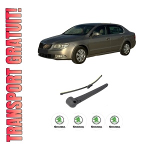 Set brat stergator spate cu lamela pentru SKODA SUPERB II Estate (3T5) din 2009-2015, pentru spate, din cauciuc siliconat rezistent, 4 stickere auto SKODA