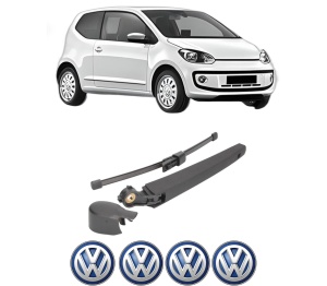 Set brat stergator spate cu lamela pentru Volkswagen UP! (121, 122, BL1, BL2, BL3, 123) din 2011-2023, pentru spate, din cauciuc siliconat rezistent, 4 stickere auto Volkswagen v240