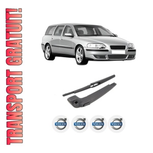 Set brat stergator spate cu lamela pentru VOLVO V70 II (285) din 1999-2008, pentru spate, din cauciuc siliconat rezistent, 4 stickere auto VOLVO