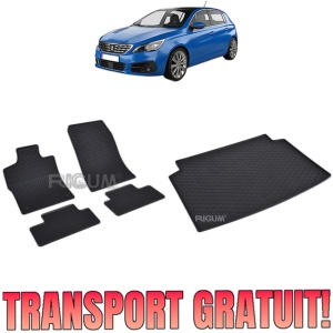 Set Covorase Auto Si Tavita Portbagaj PEUGEOT 308 III din 12.2021 - 2026, caroserie hatchback, PORTBAGAJ INFERIOR, FARA PODEA REGLABILA PE INALTIME