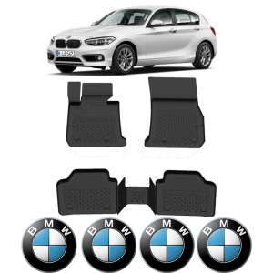 Set covorase BMW Seria 1 F20 din 2011-2018, covorase presuri tavita auto, cu tunel median intermediar din cauciuc thermoplastic, 4 Stickere auto cu BMW - Img 2