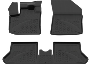 Set covorase Dacia Dokker din 2012 - 2021, covorase presuri tavita auto, cu tunel median intermediar din cauciuc thermoplastic, 4 Stickere auto cu Dacia - Img 3