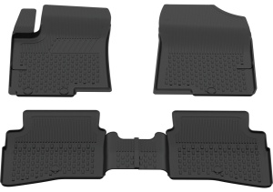 Set covorase Kia Rio III Hatchback din 2011 - 2017, covorase presuri tavita auto, cu tunel median intermediar din cauciuc thermoplastic, 4 Stickere auto cu Kia - Img 3