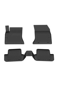Set covorase Mercedes A-Class W176 din 2012-2018, covorase presuri tavita auto, cu tunel median intermediar din cauciuc thermoplastic, 4 Stickere auto cu Mercedes - Img 3