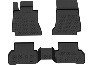 Set covorase Mercedes C-Class W204 din 2007 - 2014, covorase presuri tavita auto, cu tunel median intermediar din cauciuc thermoplastic, 4 Stickere auto cu Mercedes - Img 3