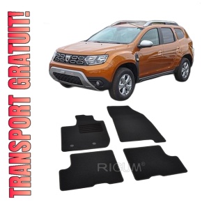 Set covorase mocheta Dacia Duster 2, 2018-prezent (cu compartiment sub scaun pasager), din mocheta, compatibile cu autoturismul Dacia Duster 2