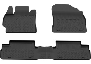 Set covorase Toyota Auris I din 2007 - 2012, covorase presuri tavita auto, cu tunel median intermediar din cauciuc thermoplastic, 4 Stickere auto cu Toyota - Img 3