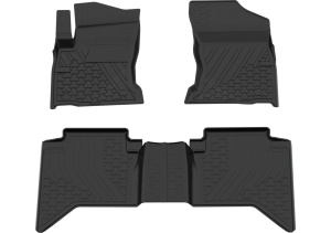 Set covorase Toyota Hilux din 2020 - 2025, covorase presuri tavita auto, cu tunel median intermediar din cauciuc thermoplastic, 4 Stickere auto cu Toyota - Img 2