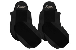 Set Huse Scaune Camion Tir DAF ACTROS MP4 / MP5 din 2011-2024, Auto, Model ELEGANCE S, Culoare Negru, 4x Stickere auto cu DAF - Img 2