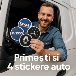 Set Huse Scaune Camion Tir DAF CF 85 din 2001-2020, Auto, Model CLASSIC, Culoare Gri, 4x Stickere auto cu DAF - Img 6