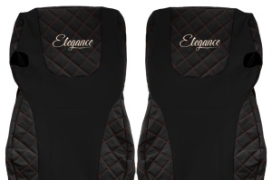 Set Huse Scaune Camion Tir MAN TGX I din 2006-2021, Auto, Model ELEGANCE Q, Culoare Negru/Rosu, 4x Stickere auto cu MAN - Img 4