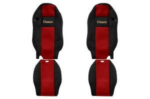 Set Huse Scaune Camion Tir MERCEDES-BENZ ACTROS MP2 / MP3 din 2002-2009, Auto, Model CLASSIC, Culoare Rosu, 4x Stickere auto cu MERCEDES-BENZ - Img 2