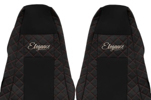 Set Huse Scaune Camion Tir SCANIA P I din 2003-2019, Auto, Model ELEGANCE Q, Culoare Negru/Rosu, 4x Stickere auto cu SCANIA - Img 4