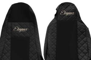 Set Huse Scaune Camion Tir SCANIA R I din 2004-2019, Auto, Model ELEGANCE Q, Culoare Negru, 4x Stickere auto cu SCANIA - Img 4