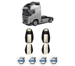 Set Huse Scaune Camion Tir VOLVO FH16 III din 2020-2024, Auto, Model CLASSIC, Culoare Sampanie, 4x Stickere auto cu VOLVO