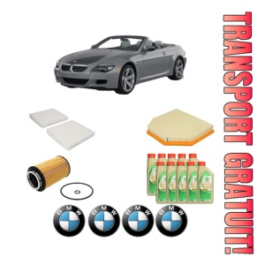Set Pachet filtre revizie Bosch, 10 litrii ulei Castrol 5W30 BMW Seria 6 Convertible (F12) M6 Competition din 2013-2015, 4x Stickere auto cu BMW