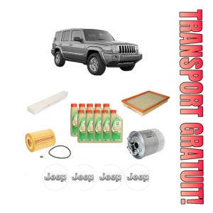 Set Pachet filtre revizie Bosch, 10 litrii ulei Castrol 5W30 JEEP COMMANDER (XK, XH) 3.0 CRD 4x4 din 2005-2010, 4x Stickere auto cu JEEP
