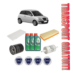 Set Pachet filtre revizie Bosch, 3 litrii ulei Castrol 10W40 LANCIA Y (840_) 1.2 16V (840AG1A) din 2000-2003, 4x Stickere auto cu LANCIA