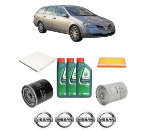 Set Pachet filtre revizie Bosch, 3 litrii ulei Castrol 10W40 NISSAN PRIMERA Hatchback (P12) 1.8 din 2002-2008, 4x Stickere auto cu NISSAN - Img 2