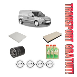 Set Pachet filtre revizie Bosch, 3 litrii ulei Castrol 5W30 OPEL COMBO Box Body/MPV (X12) 1.4 (B05) din 2012, 4x Stickere auto cu OPEL