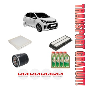 Set Pachet filtre revizie Bosch, 4 litrii ulei Castrol 0W20 KIA PICANTO III (JA) 1.0 T-GDi din 2017, 4x Stickere auto cu KIA