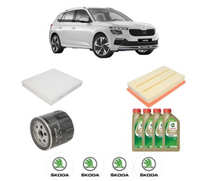 Set Pachet filtre revizie Bosch, 4 litrii ulei Castrol 0W20 SKODA KAMIQ (NW4) 1.0 TSI din 2019, 4x Stickere auto cu SKODA - Img 2