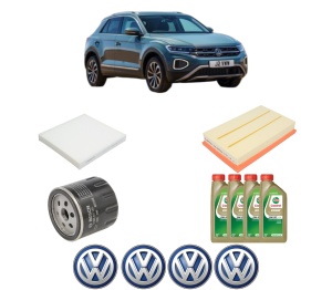 Set Pachet filtre revizie Bosch, 4 litrii ulei Castrol 0W20 Volkswagen T-ROC (A11, D11) 1.0 TSI din 2017, 4x Stickere auto cu Volkswagen - Img 2
