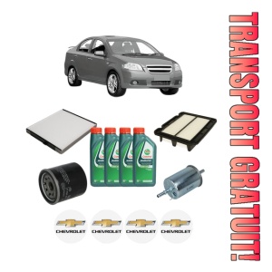 Set Pachet filtre revizie Bosch, 4 litrii ulei Castrol 10W40 CHEVROLET AVEO / KALOS Saloon (T250, T255) 1.2 LPG din 2009, 4x Stickere auto cu CHEVROLET