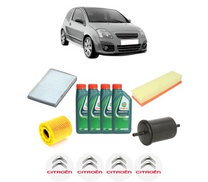 Set Pachet filtre revizie Bosch, 4 litrii ulei Castrol 10W40 CITROEN C2 (JM_) 1.6 din 2003-2010, 4x Stickere auto cu CITROEN - Img 2