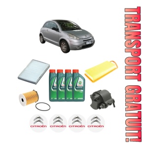 Set Pachet filtre revizie Bosch, 4 litrii ulei Castrol 10W40 CITROEN C3 Pluriel (HB_) 1.4 HDi din 2004, 4x Stickere auto cu CITROEN