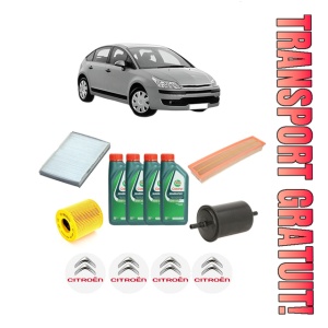 Set Pachet filtre revizie Bosch, 4 litrii ulei Castrol 10W40 CITROEN C4 I (LC_) 1.6 16V din 2004-2011, 4x Stickere auto cu CITROEN