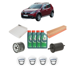 Set Pachet filtre revizie Bosch, 4 litrii ulei Castrol 10W40 DACIA SANDERO 1.2 16V LPG din 2008, 4x Stickere auto cu DACIA - Img 2