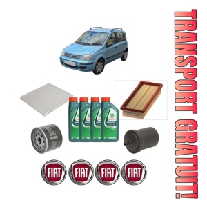 Set Pachet filtre revizie Bosch, 4 litrii ulei Castrol 10W40 FIAT PANDA Hatchback Van (169_) 1.1 (169CXA1A) din 2004, 4x Stickere auto cu FIAT
