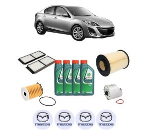 Set Pachet filtre revizie Bosch, 4 litrii ulei Castrol 10W40 MAZDA 3 Saloon (BL) 1.6 MZR CD (BL14) din 2010-2013, 4x Stickere auto cu MAZDA - Img 2