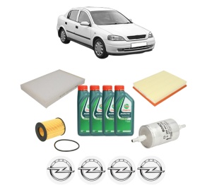 Set Pachet filtre revizie Bosch, 4 litrii ulei Castrol 10W40 OPEL ASTRA G Saloon (T98) 1.4 (F69) din 2007-2009, 4x Stickere auto cu OPEL - Img 2