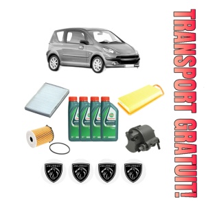 Set Pachet filtre revizie Bosch, 4 litrii ulei Castrol 10W40 PEUGEOT 1007 (KM_) 1.4 HDi din 2005, 4x Stickere auto cu PEUGEOT