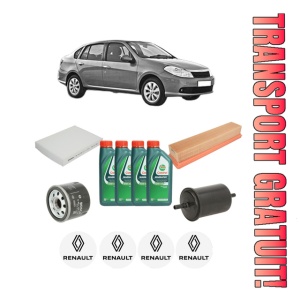Set Pachet filtre revizie Bosch, 4 litrii ulei Castrol 10W40 RENAULT THALIA II (LU_) 1.2 16V (LU2V) din 2008-2014, 4x Stickere auto cu RENAULT